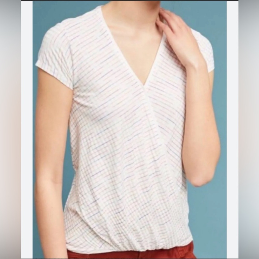 Anthropologie Maeve rainbow blouse with gathered front